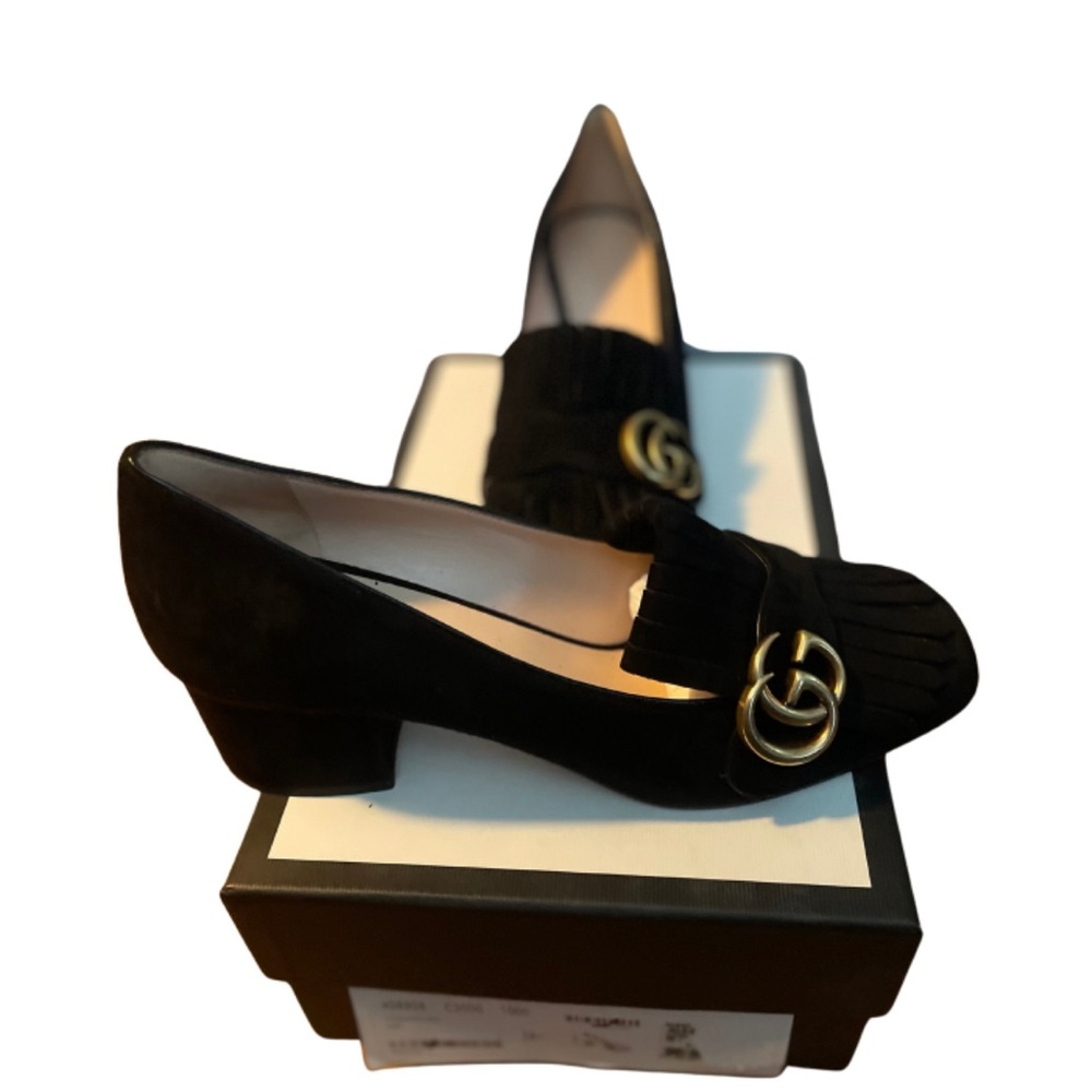 Gucci Double G Logo Suede Pumps